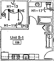 the schematic diagram of a floor plan of a house